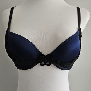 Navy and Black Lace Bra
